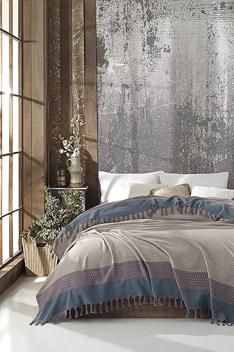 Miniatura 2 de Wellstil Nerthus - Manta de algodón turco tamaño King, manta ligera para todas las estaciones, manta verde para sofá y sofá, manta turca tamaño