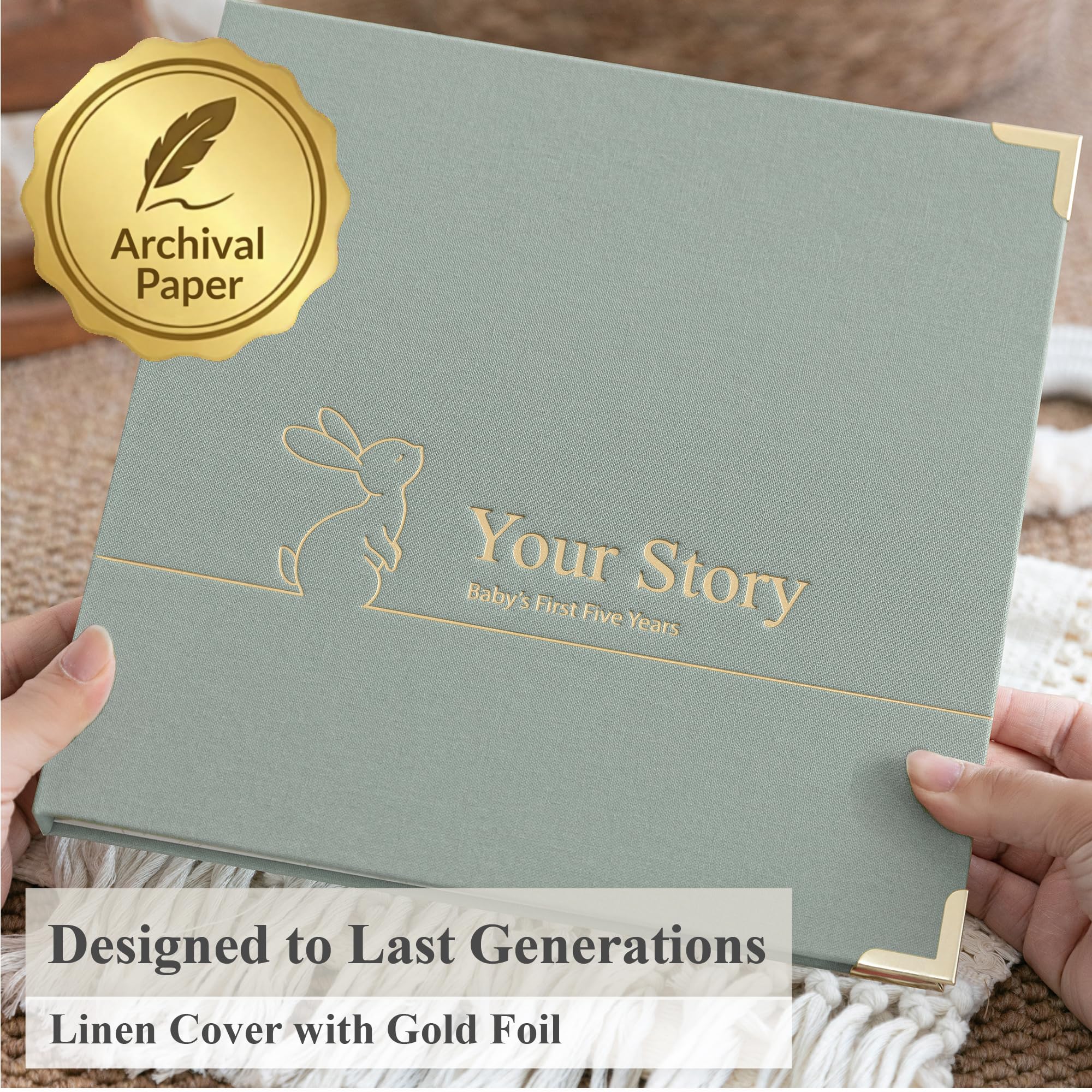 Książka dla niemowląt, pamiątka, chłopak lub dziewczynka, ponadczasowa książka pamięci, pierwsze 5 lat, na baby shower, neutralny płeć, album do scrapbookingu, prezent dla nowej mamy, pamiętnik, od