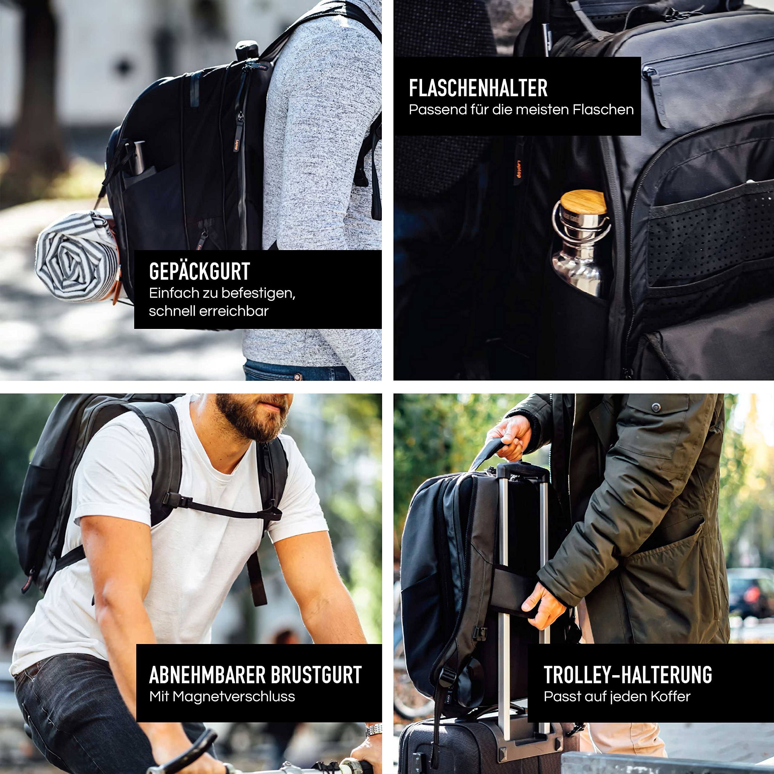 Jaimie Jacobs Smarter Daypack Laptop-Rucksack mit Tech-Sleeve | Business- & Reiserucksack mit Laptoptasche bis 16,1", 25 Fächern, Kofferöffnung, Geheimfach & 20-30L Volumen, wasserabweisend