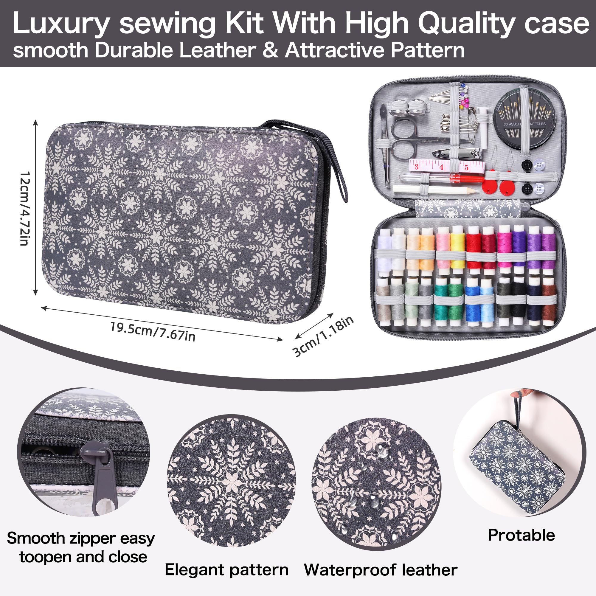 Sewing Kit with Flower Case, Complete Threads and Needles Set, Basic Sewing Accessories 24Pcs Thread Spool for Adults DIY - Image 2