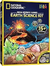 National Geographic Science Kit for Kids - STEM Toy with 15+ Activities and Experiments for Kids - Crystal Growing, Volcano Playset, 2 Digging Sets and 10 Natural Stones