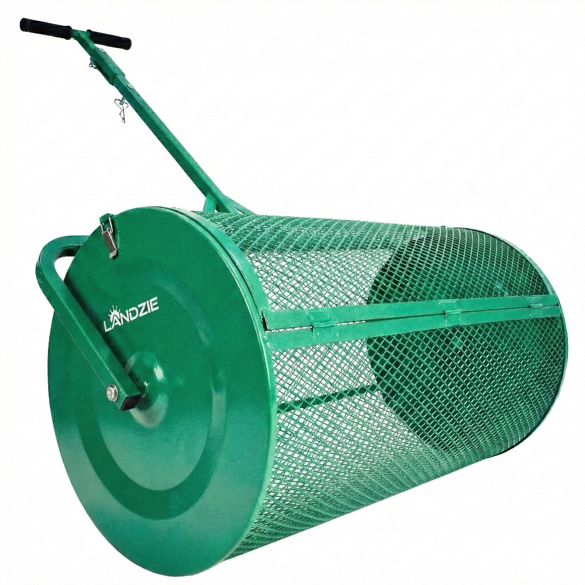 Lawn & Garden Spreaders - 36 Inch Heavy Duty Metal Mesh Basket Push/Tow Spreader - Compost, Peat Moss, Top Soil, Mulch - Durable Lightweight Multi-Purpose Yard Care Equipment - Manure Spreader