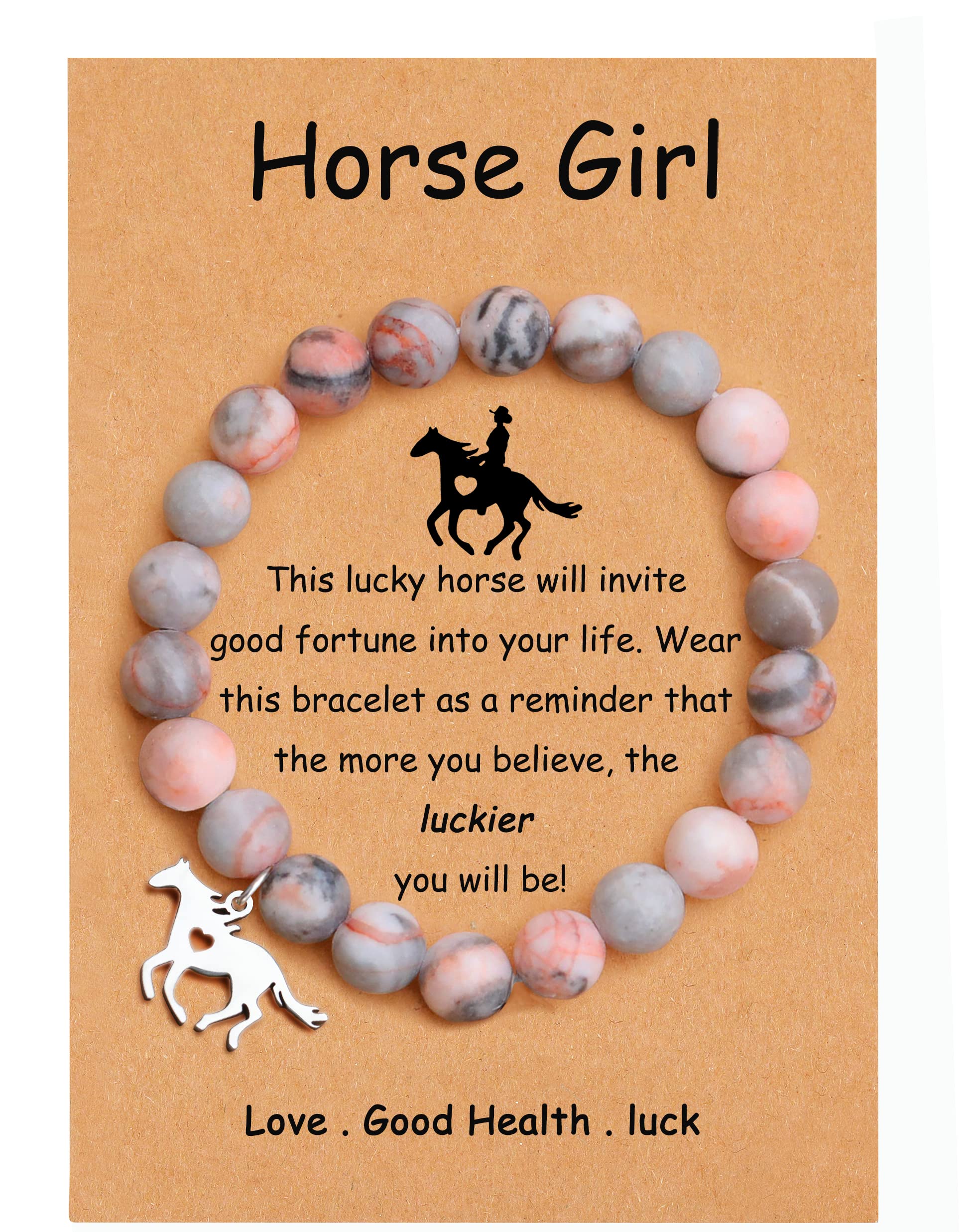 Baydurcan Horse Gifts for Teens, Horse Bracelets Birthday Gifts for Women Teens Nature Stone Bracelet