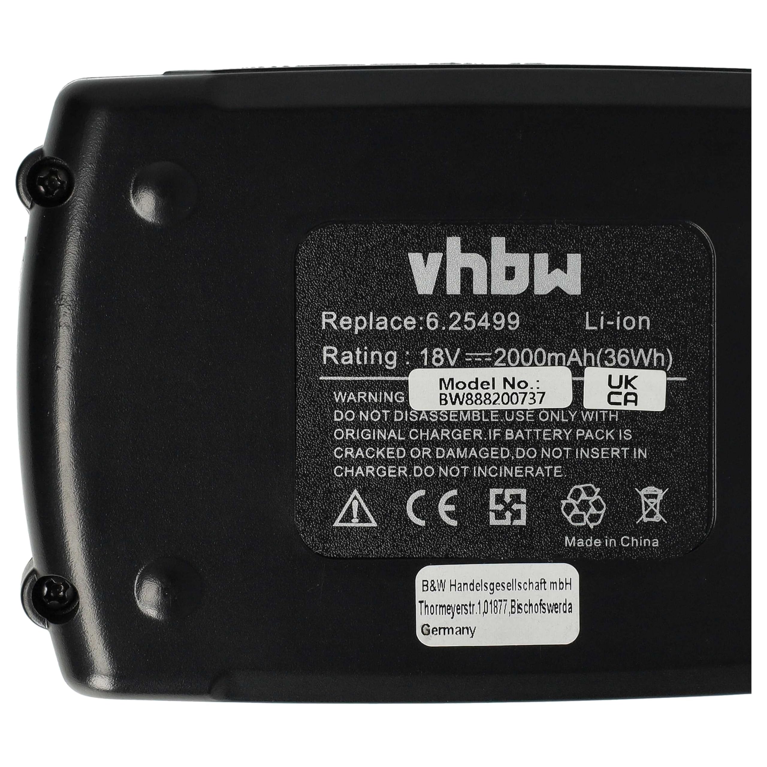 vhbw 2 x akumulator kompatybilny z narzędziem Eibenstock EPG 400 A, nitownica zrywalna (2000 mAh, litowo-jonowa, 18 V)