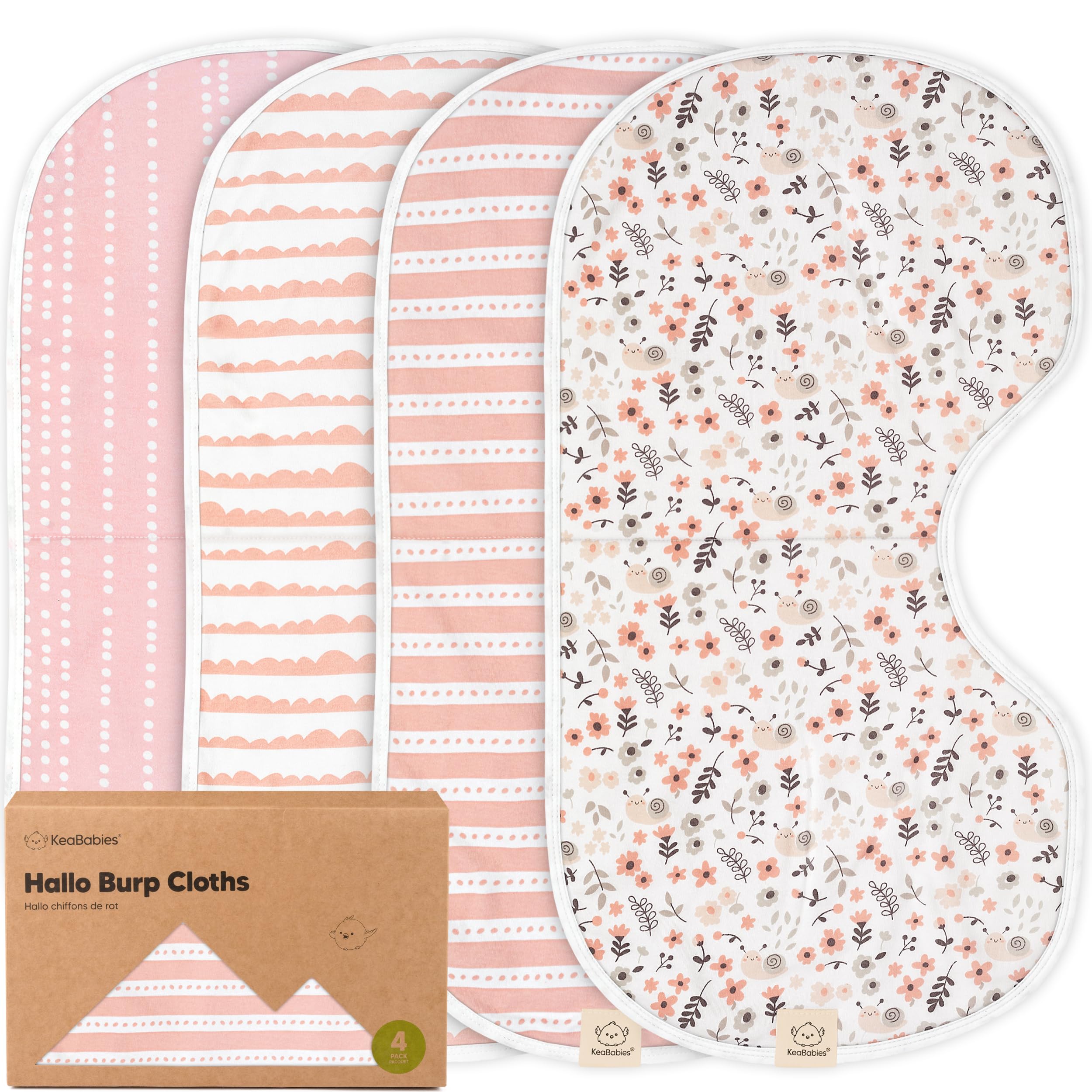 KeaBabies 4-Pack Baby Burp Cloths Baby Girl - bibs and burp cloths | Mubboo
