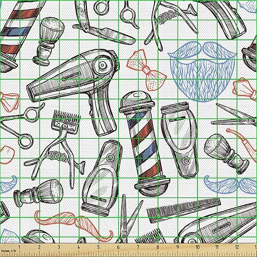 Vista 285 de Lunarable The Yard, tela azul real de The Yard, patrón de cerámica inspirado en el Medio Oriente estilo marroquí, estampado oriental, tela de satén