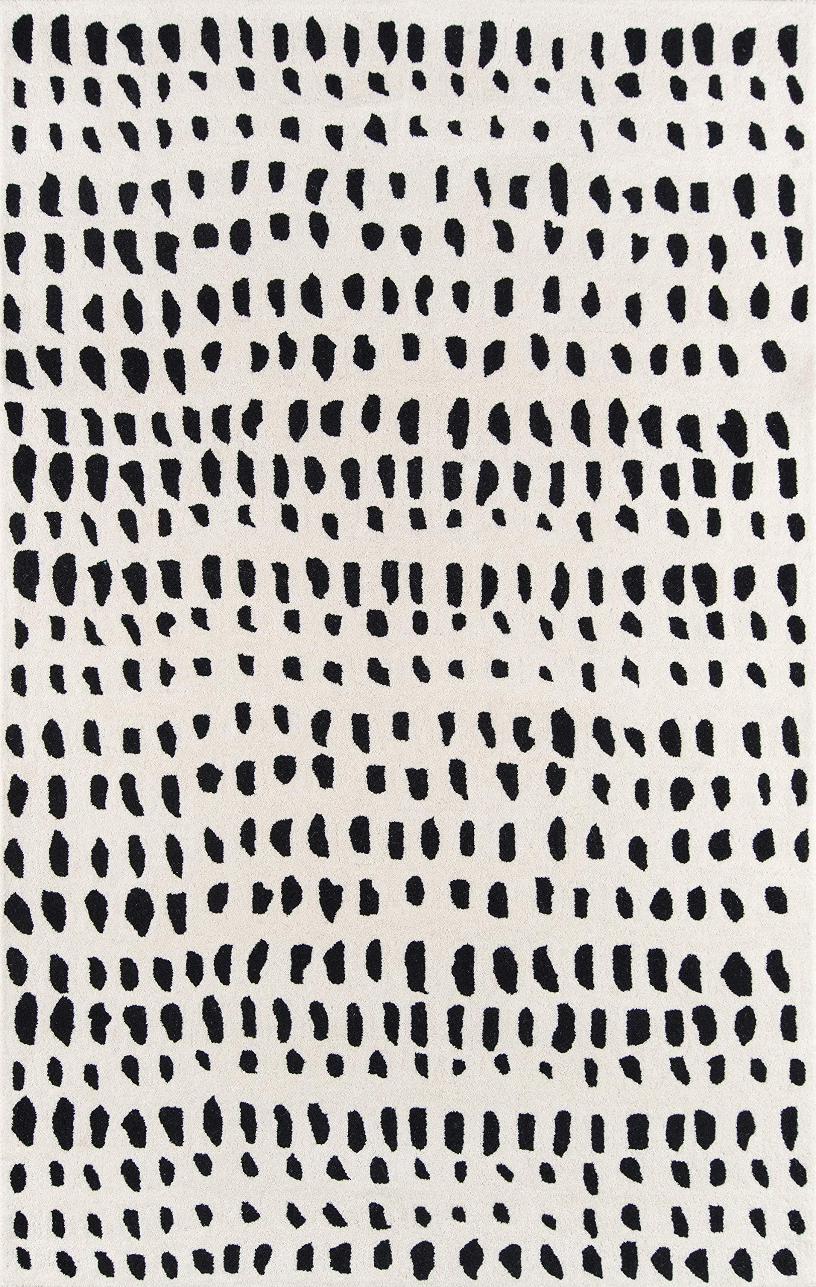 Novogratz by Momeni Delmar Boho Dots Hand Tufted Wool Area Rug, 9' X 12', Ivory