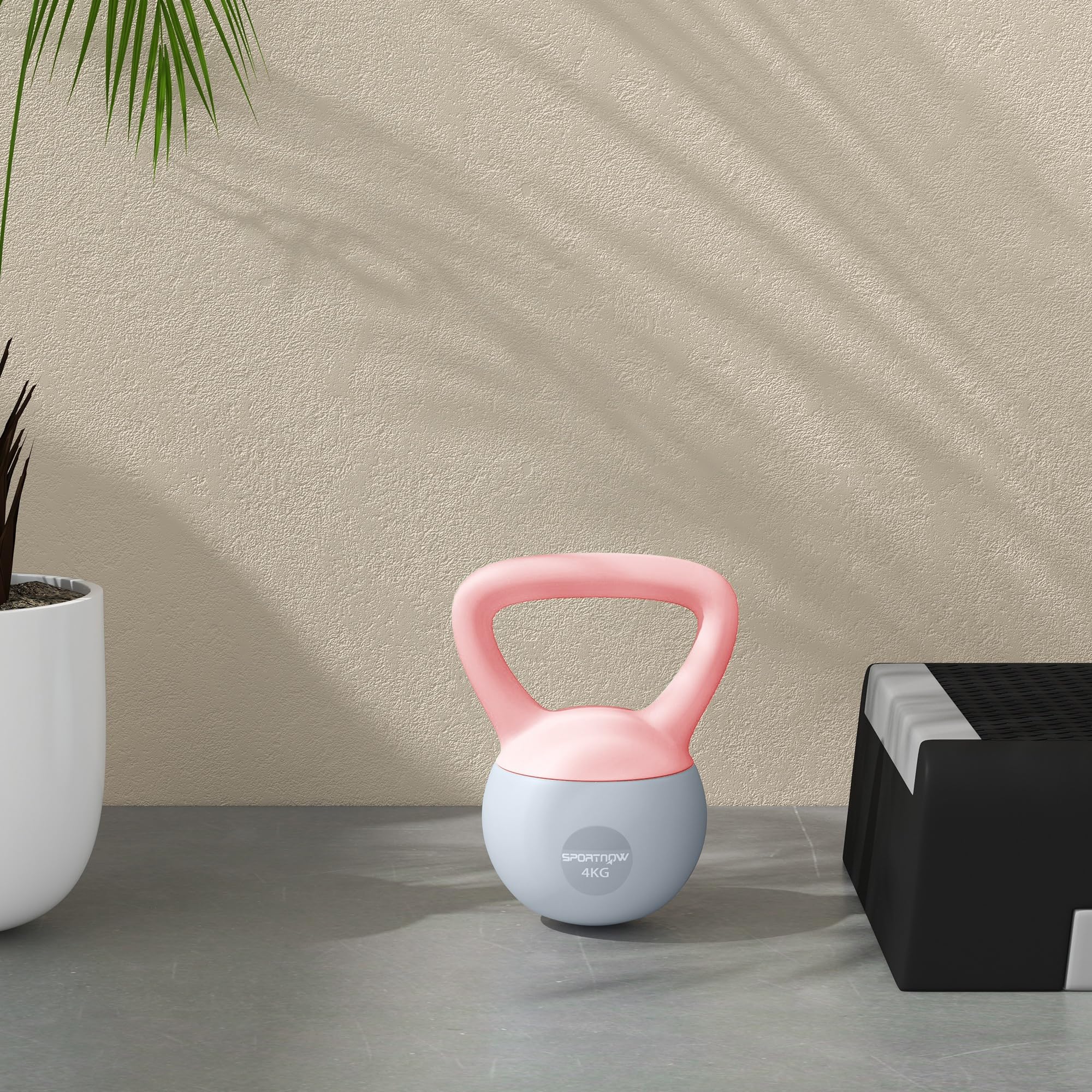 SPORTNOW 4kg Kettlebell souple avec poignée antidérapante, Rose et Gris