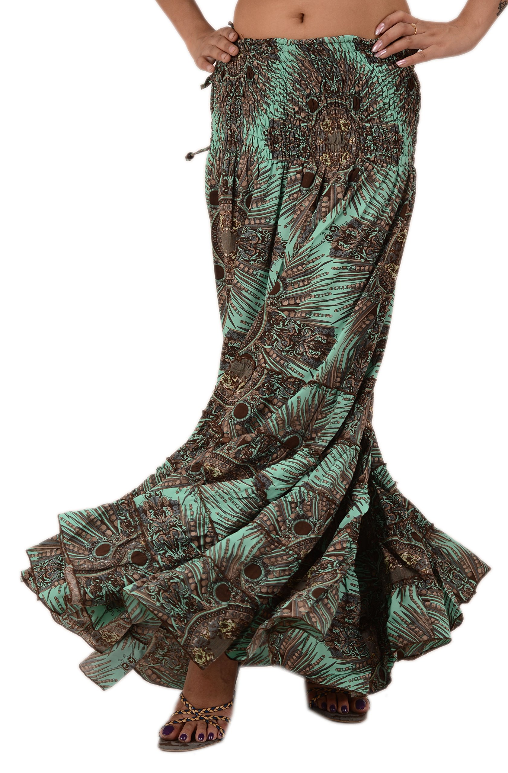 SNS Long Printed Elastic Maxi Skirt Cum Dress (Two-in-one) with Drawstring