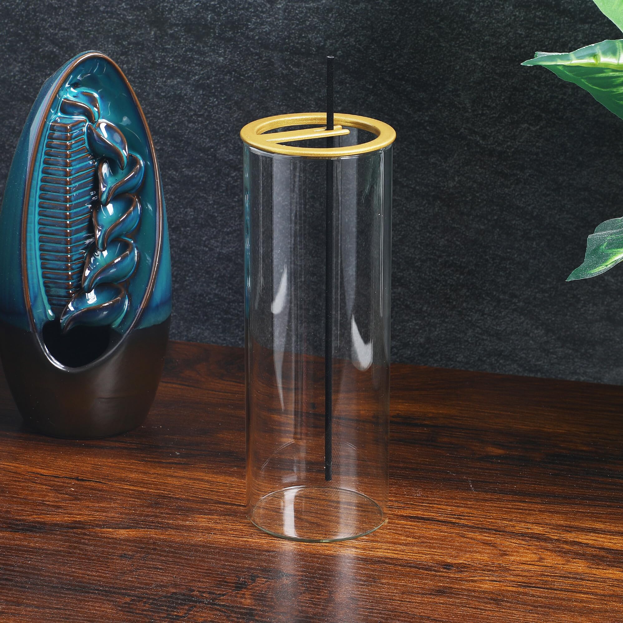 Porta Incienso de Cristal 2 Piezas de Borosilicato Tapa