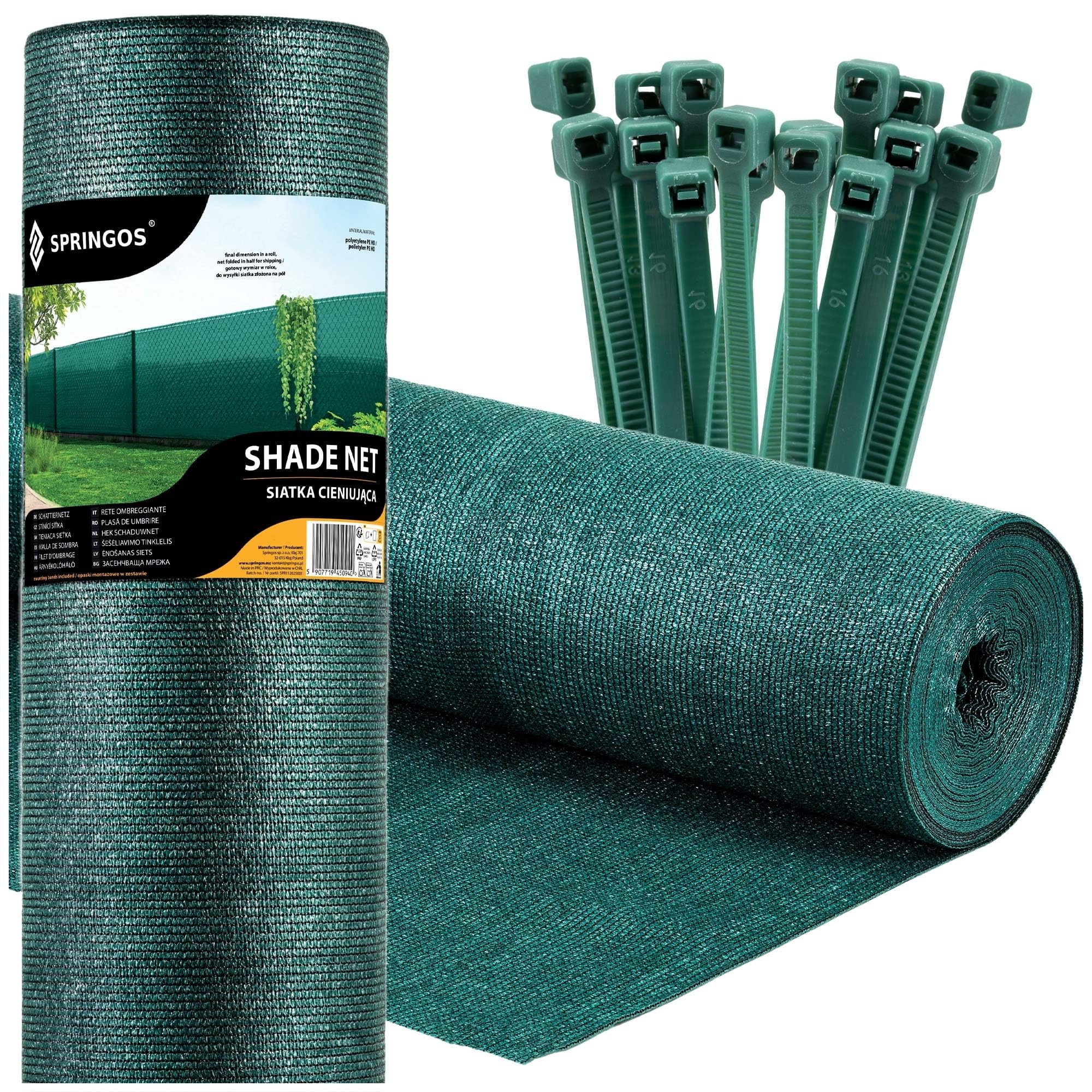 SPRINGOS Filet d'ombrage pour clôture Filet d'ombrage 1,2 x 50 m y Compris 200 Attaches-câbles 140 g/m