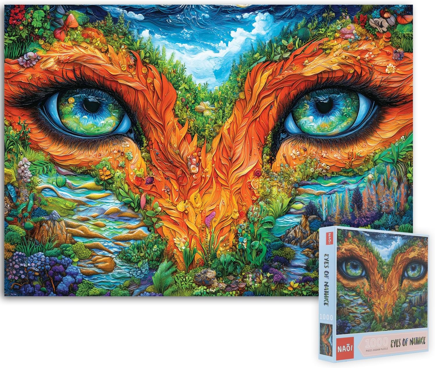 Eyes of Nature 1000 Piece Jigsaw Puzzle, Vibrant Fantasy Landscape Puzzle with Poster, Magnetic Gift Box & Smart Code Guide, Unique Puzzle Gift for Adults & Nature Lovers