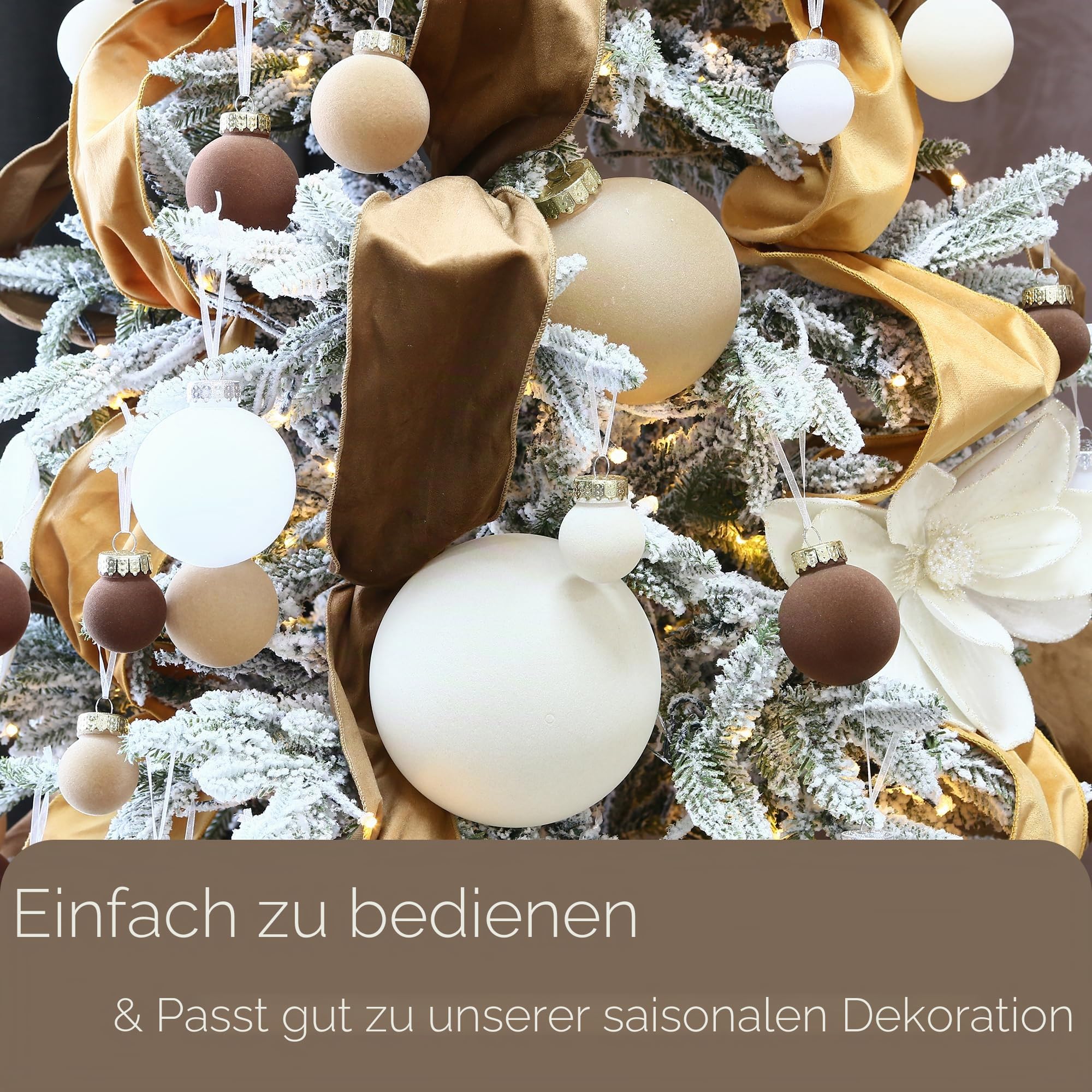 Sea Team 32er-Pack Samt Weihnachtskugeln Verschiedene Größen Beige