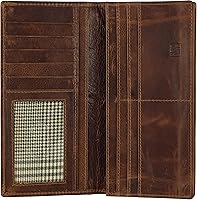 Vista 1 de Mou Meraki Cartera larga plegable de cuero genuino para hombre con bloqueo RFID