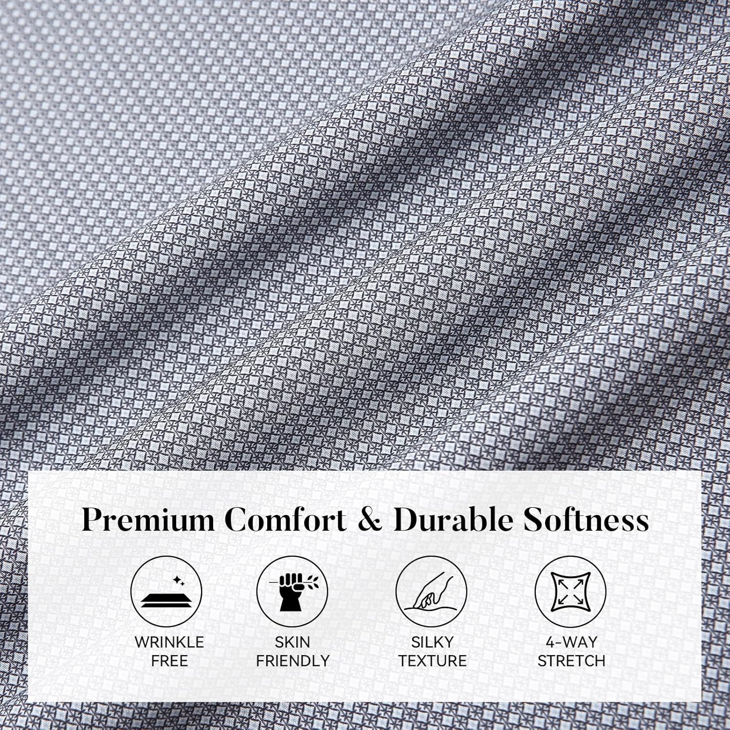 WARHORSEE Mens Printed Dress Shirts Wrinkle Free 4-Way Stretch Lightweight Summer Short Sleeve Button Down Shirts for Men - Image 5