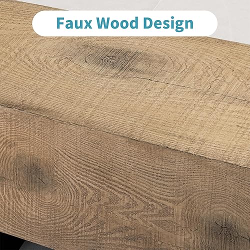 Miniatura 4 de AQUILLA Banco moderno para exteriores, banco de patio de madera sintética, banco de porche sin respaldo de hormigón, resistente a la intemperie,