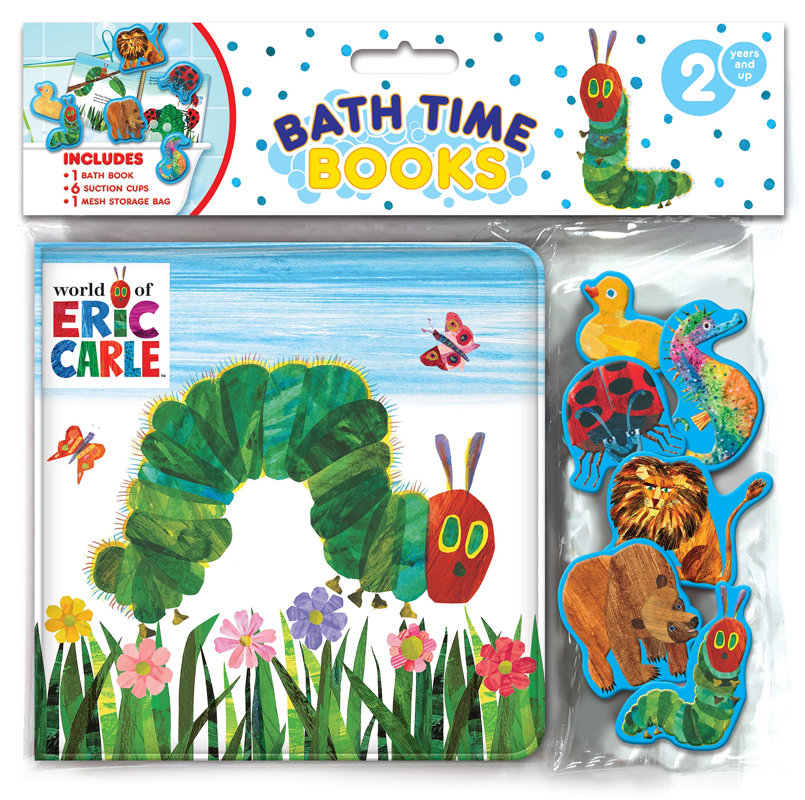 The World of Eric Carle Bath Time Books - Activity Books for kids, Bath book, 6 Padded suction cups, 1 Mesh bag