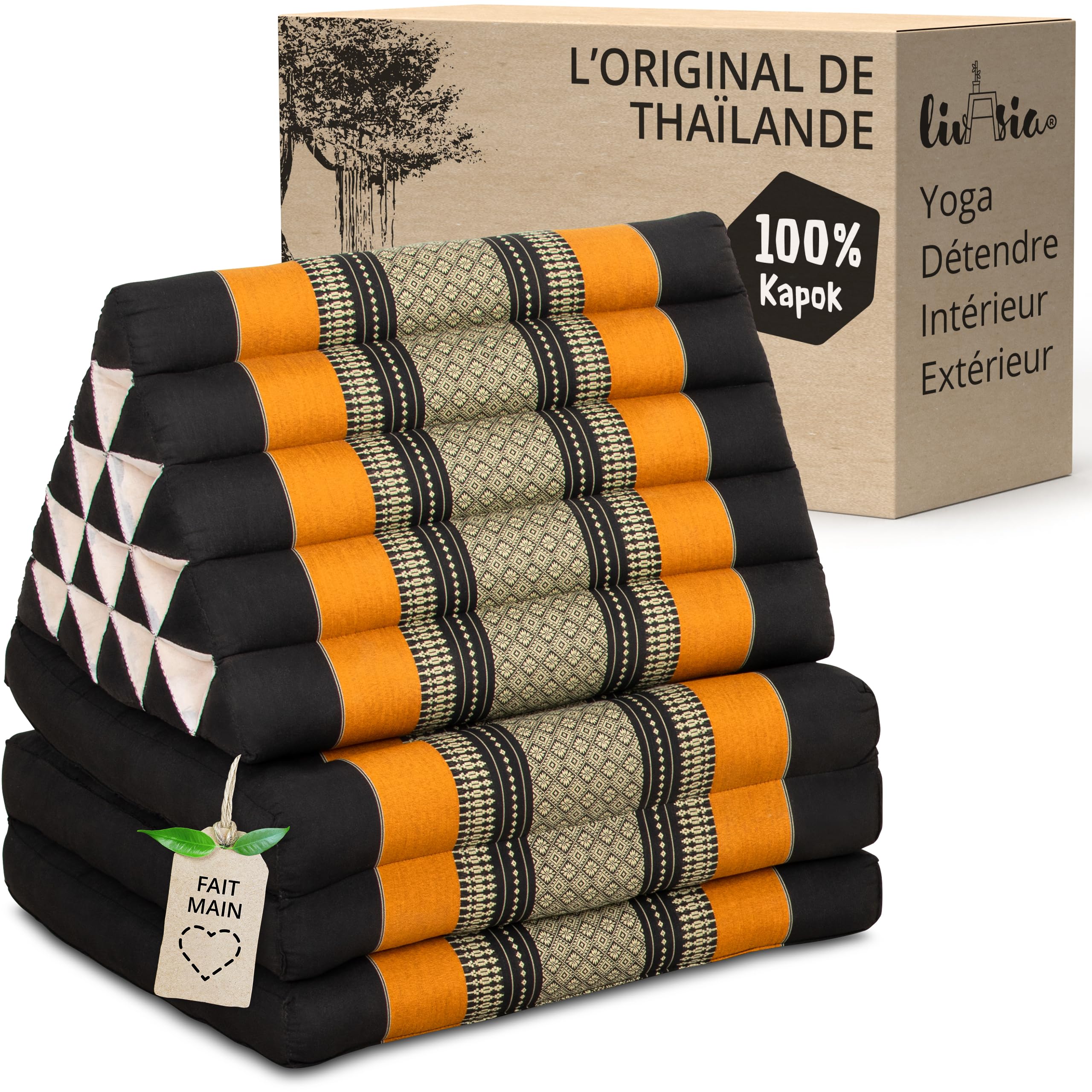 Coussin triangulaire avec matelas pliable de méditation et sol livasia