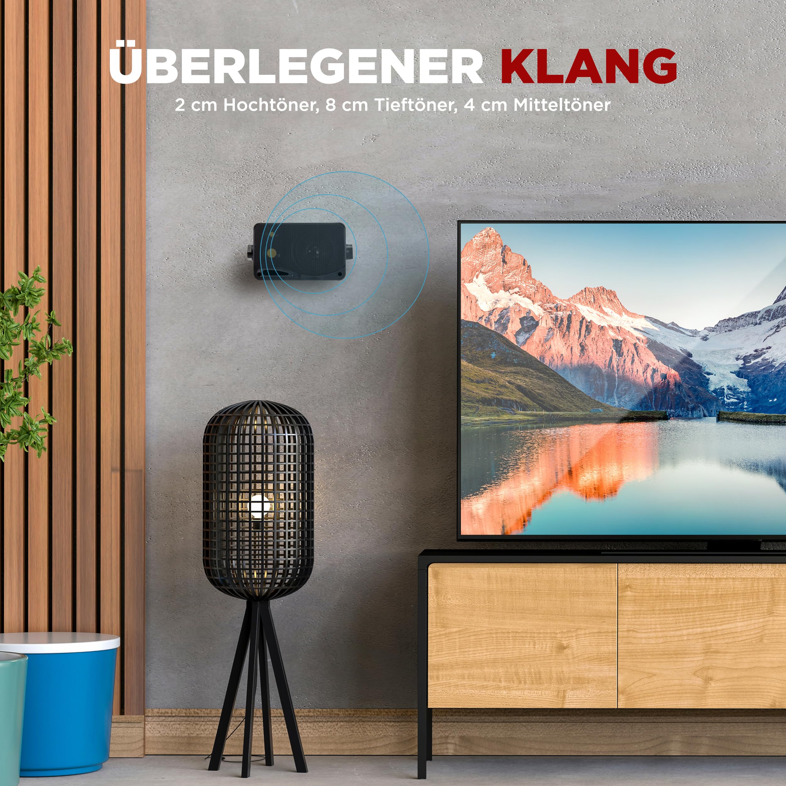 Pyle Mini Lautsprecher, 200 Watt Musikbox - Montierbar oder Tragbar, 3-Wege Sound Speaker, 2x Robuste Schwarz