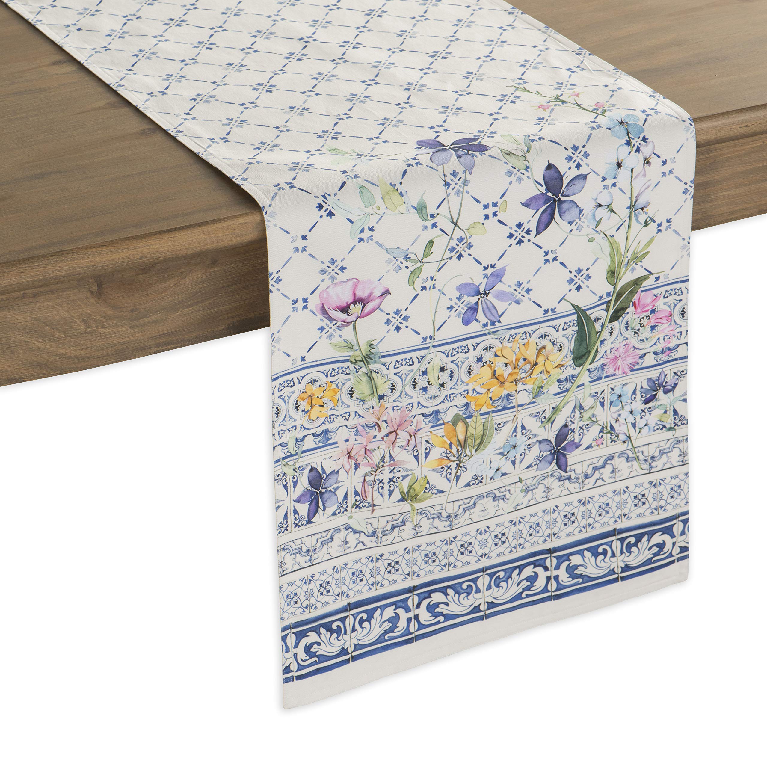 Maison d' Hermine Table runner 100% Cotton Single Layer Table Runners 180 CM long for Home Kitchen Dining Party Wedding Bridal Shower Spring Summer (Faience, 37 cm x 180 cm)