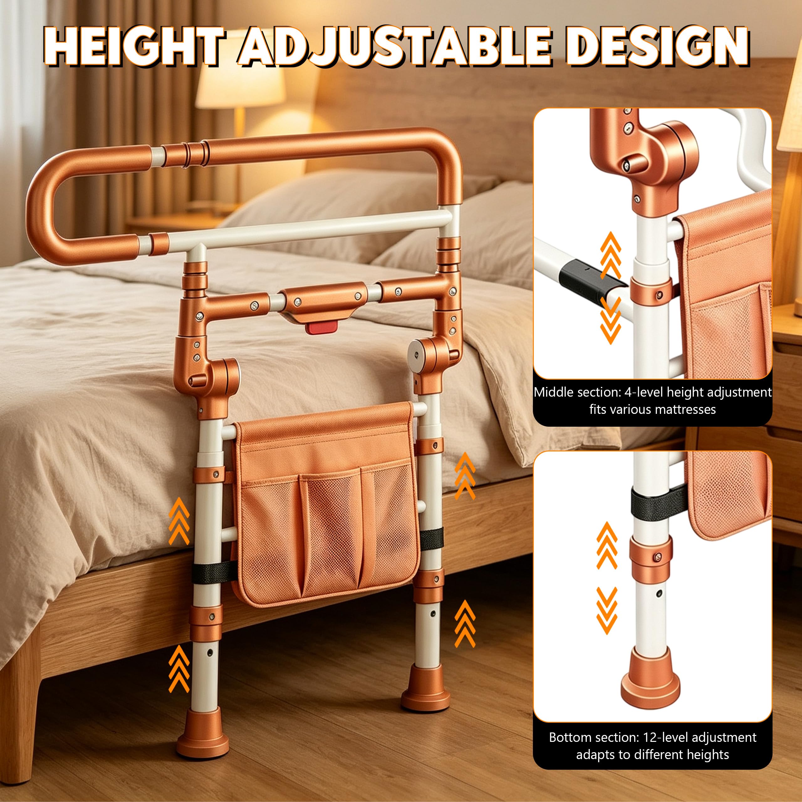Barrera de cama para personas mayores con luz LED para personas mayores