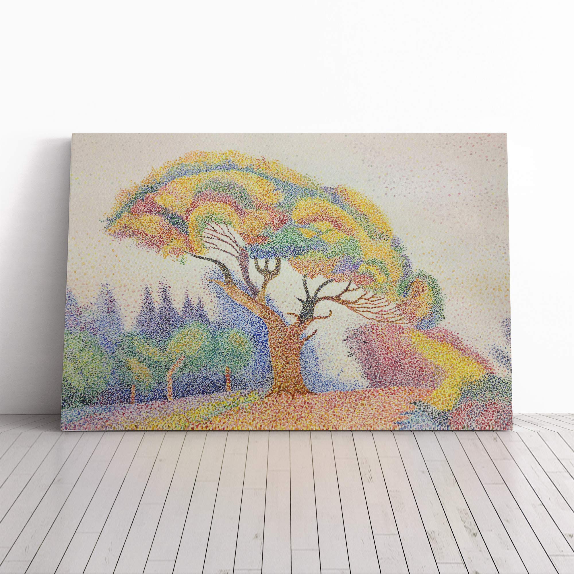 Paul Signac Tree Canvas Print | Gallery Wrapped 30mm Frame Wall Art | 24x16 inches | Ready to Hang | Contemporary Landscape Picture | Living Room Bedroom Lounge Office