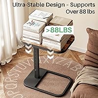 Vista 8 de Kitstorack - Bandeja/mesa de TV, altura ajustable y tapa abatible y esquinas metálicas redondeadas, mesa de aperitivos para sofá, cama, silla, sala