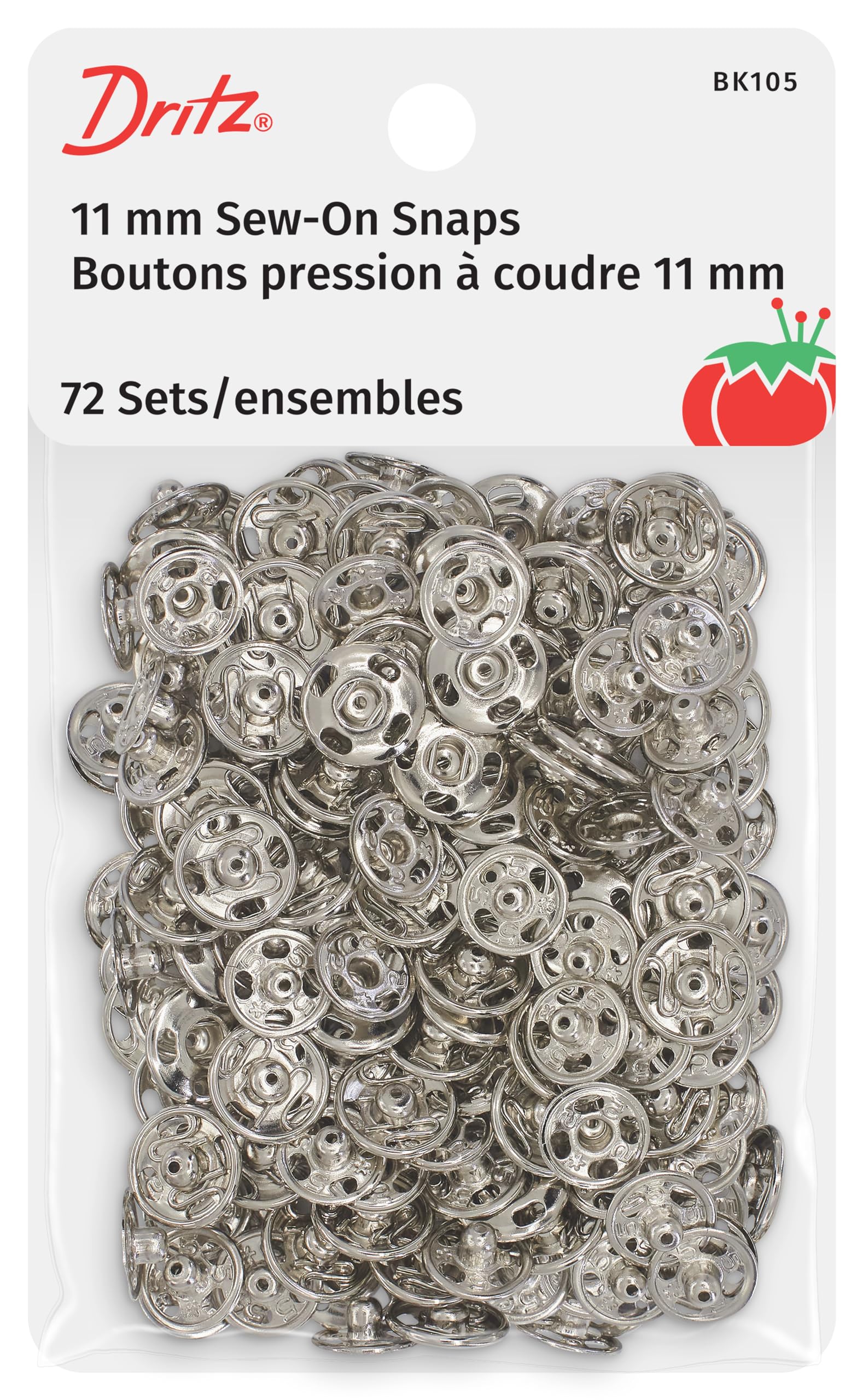 Dritz Sew On Snaps Nickel 72 Sets Fasteners, Size 1, 72ct
