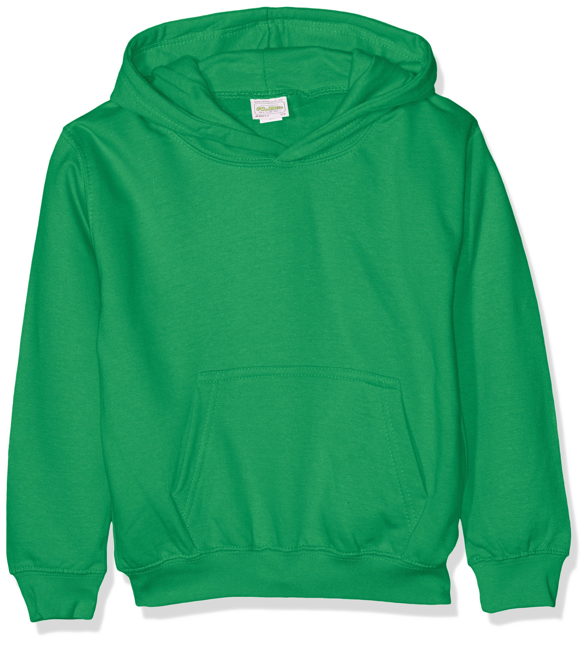 AWDis Boy's Kids Hoodie, Green (Kelly Green), X-Large