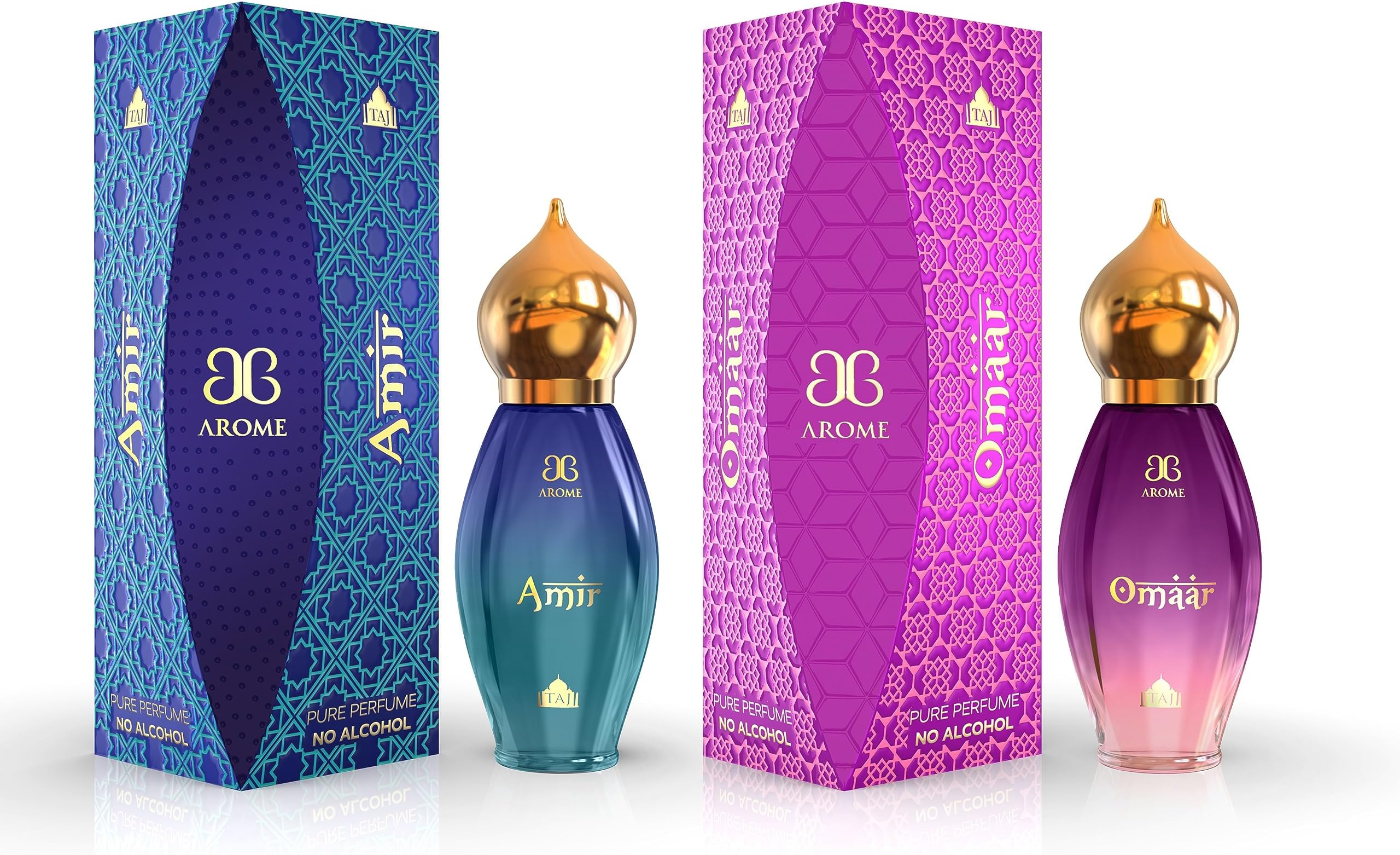 Taj Edition Attar Combo Pack of AMIR and OMAAR (9ml Each) | Pure Attar Perfume | No Alcohol Unisex Perfume Roll-On For Men And Women