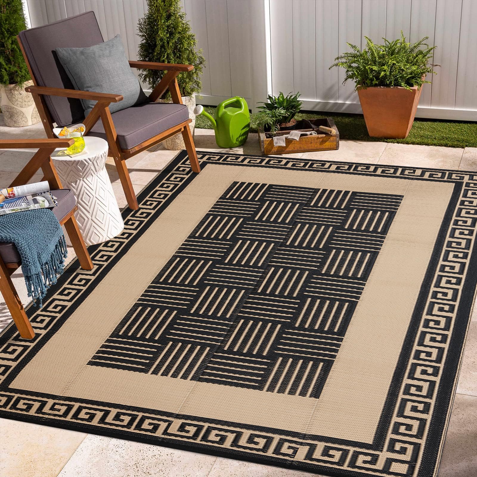YONILE Outdoor Plastic Straw Rug 275x365cm Waterproof, Reversible Outdoor Rug for Patios Clearance, Outdoor Area Rug Carpet RV Mat for Camping Backyard Deck Porch