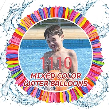 1110-PCS Ultimate Water Balloons Mega Pack | Rapid-Fill Summer Battle Kit | Commercial-Grade Pool Toys for Water Parks, Team Events & Splash Pads (30 Pre-Bunched Packs, 7 Colors)