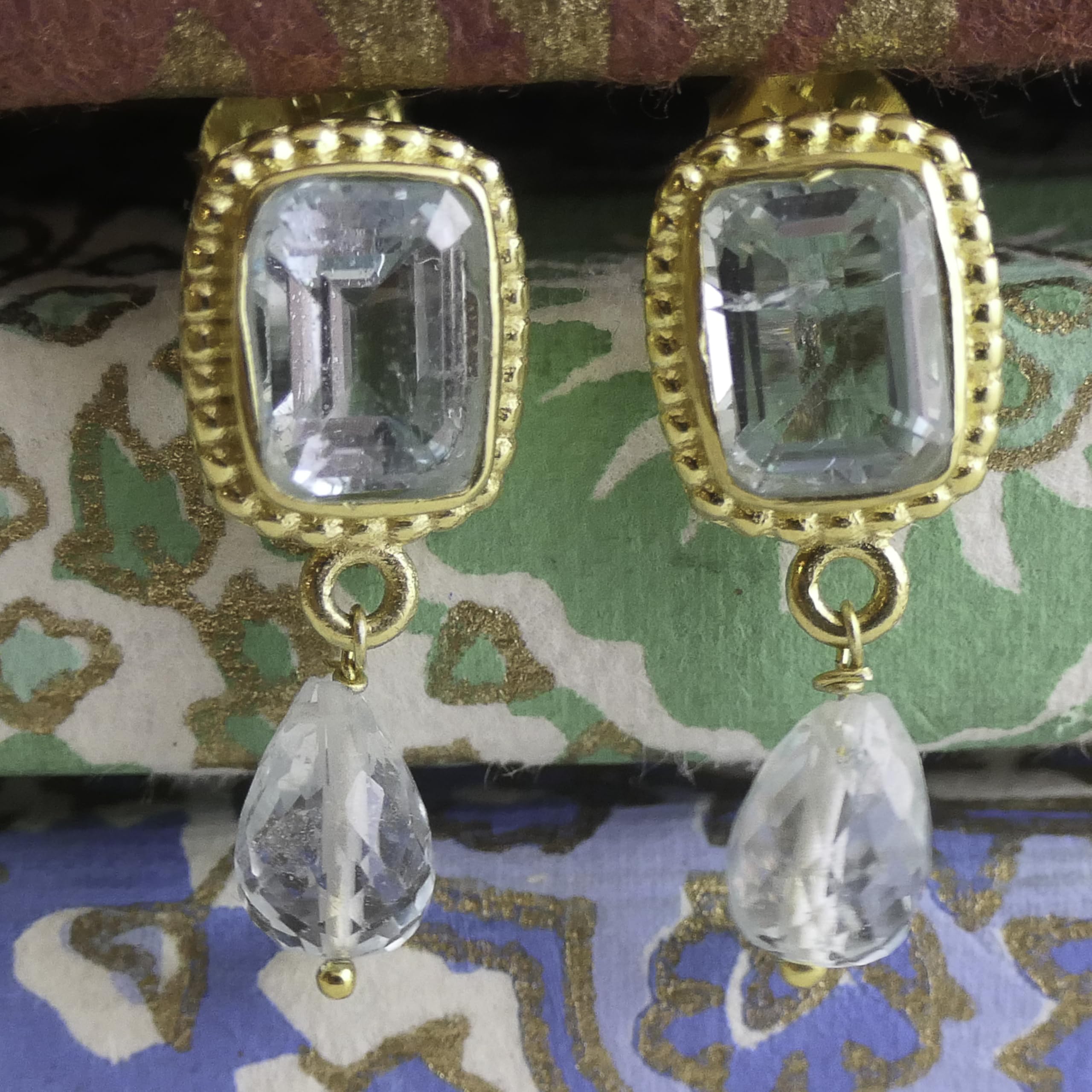 Blautopas Ohrhänger Vergoldet, 925 Sterling Silber