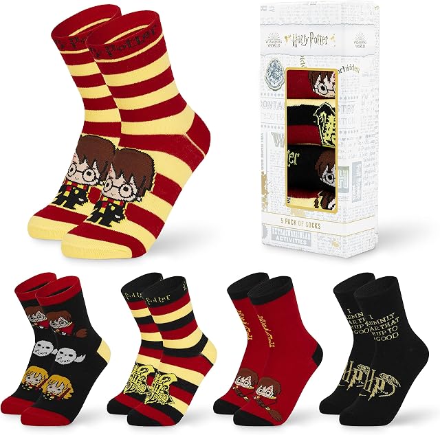 Harry Potter Womens Socks, 5 Pairs Ladies Socks 4-7 UK, Harry Potter Gifts