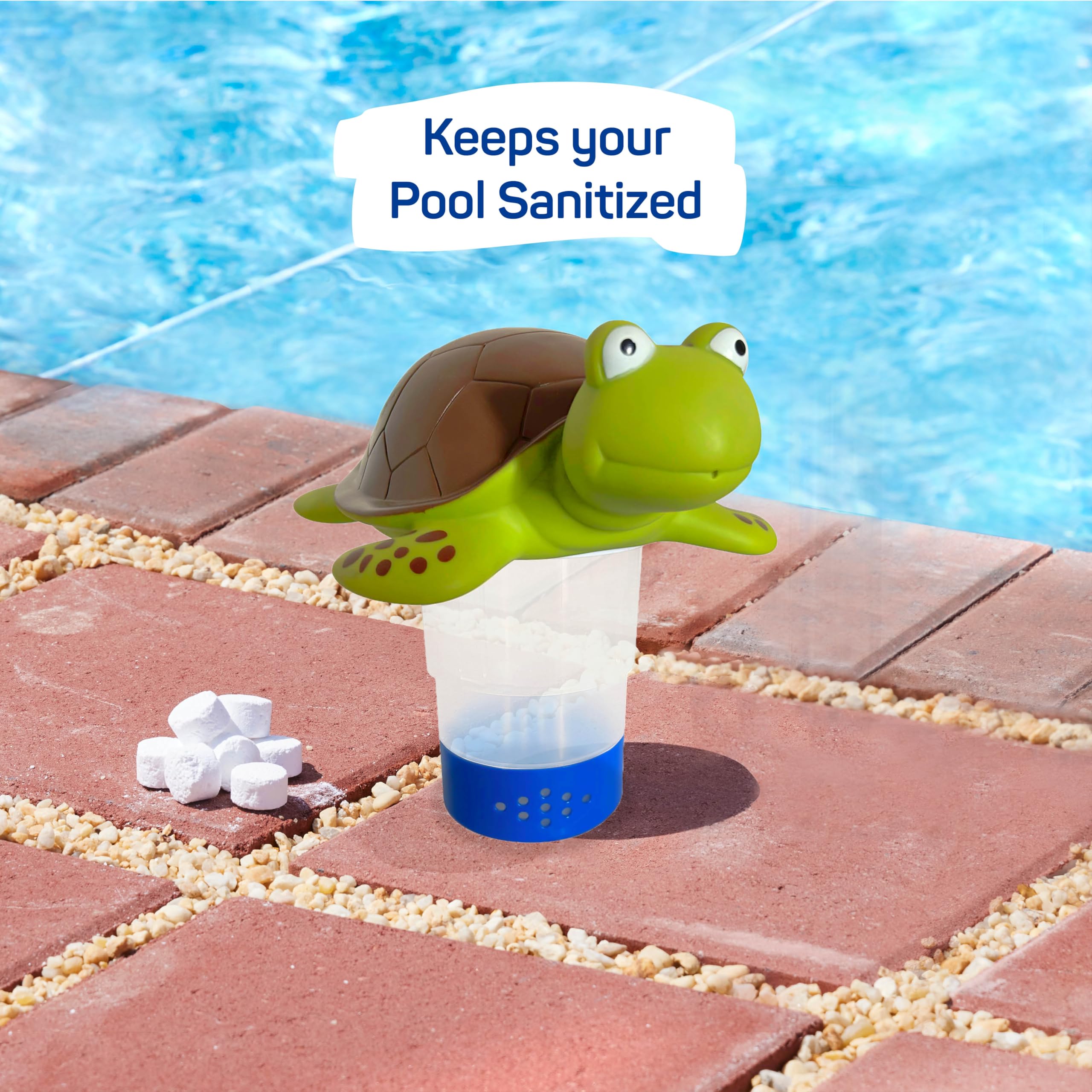 Dispensador de cloro flotante en forma de tortuga para piscinas, se adapta a tabletas de 3 pulgadas, flotador de cloro para piscina con rejillas de ventilación de flujo ajustables, dispensador de