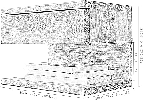 Miniatura 9 de Floating Nightstand Side Accent or End Table with Storage Drawer, Wood Bedside Shelf, Handmade Floating Table (MADRID)
