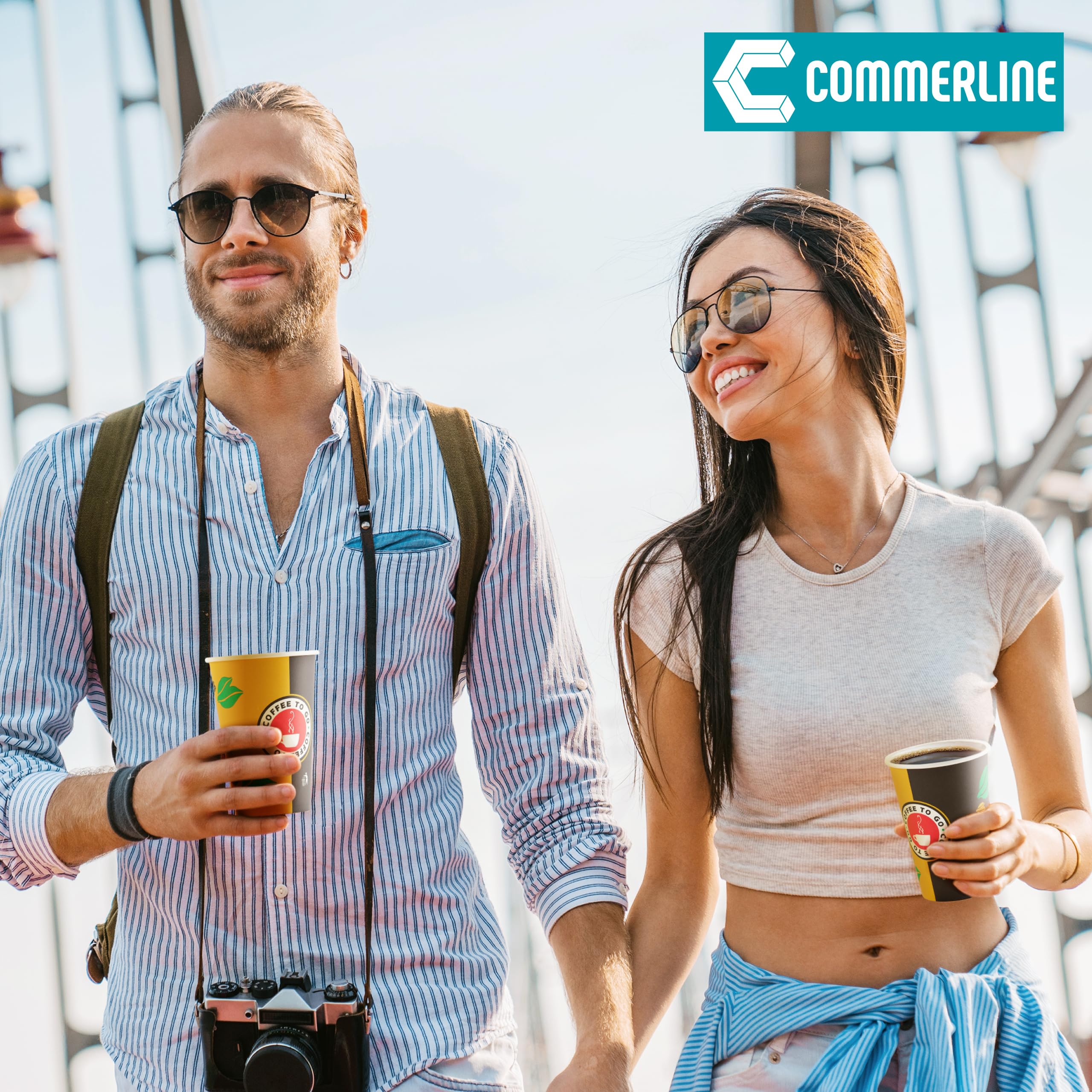 Commerline 1000 Pezzi Tazze da caffè da 8 oz/200 ml | tazze di carta da caffe to go | cartone dura monouso | bicchieri usa e getta per caffè/tè
