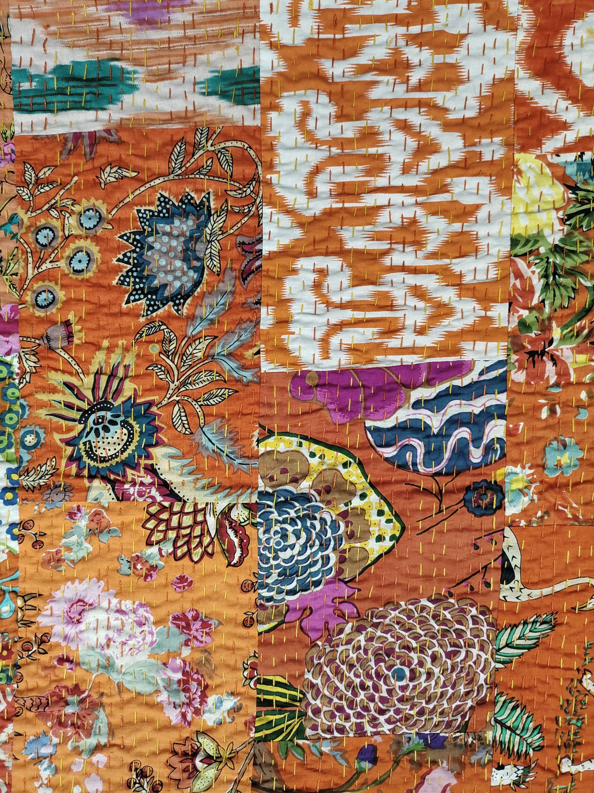 Sophia-Art Twin/King Indian Silk Sari Kantha Bedspread Bedspread Ethnic Bedspread Quilted Patchwork Indian Duvet Cover Old Bohemian Vintage Patola Quilt (Multi, King 90x108 Inch with Sophia-Art Twin/King Indian Silk Sari Kantha Bedspread Bedspread Ethnic Bedspread Quilted Patchwork Indian Duvet Cover Old Bohemian Vintage Patola Quilt (Multi, King 90x108 Inch with