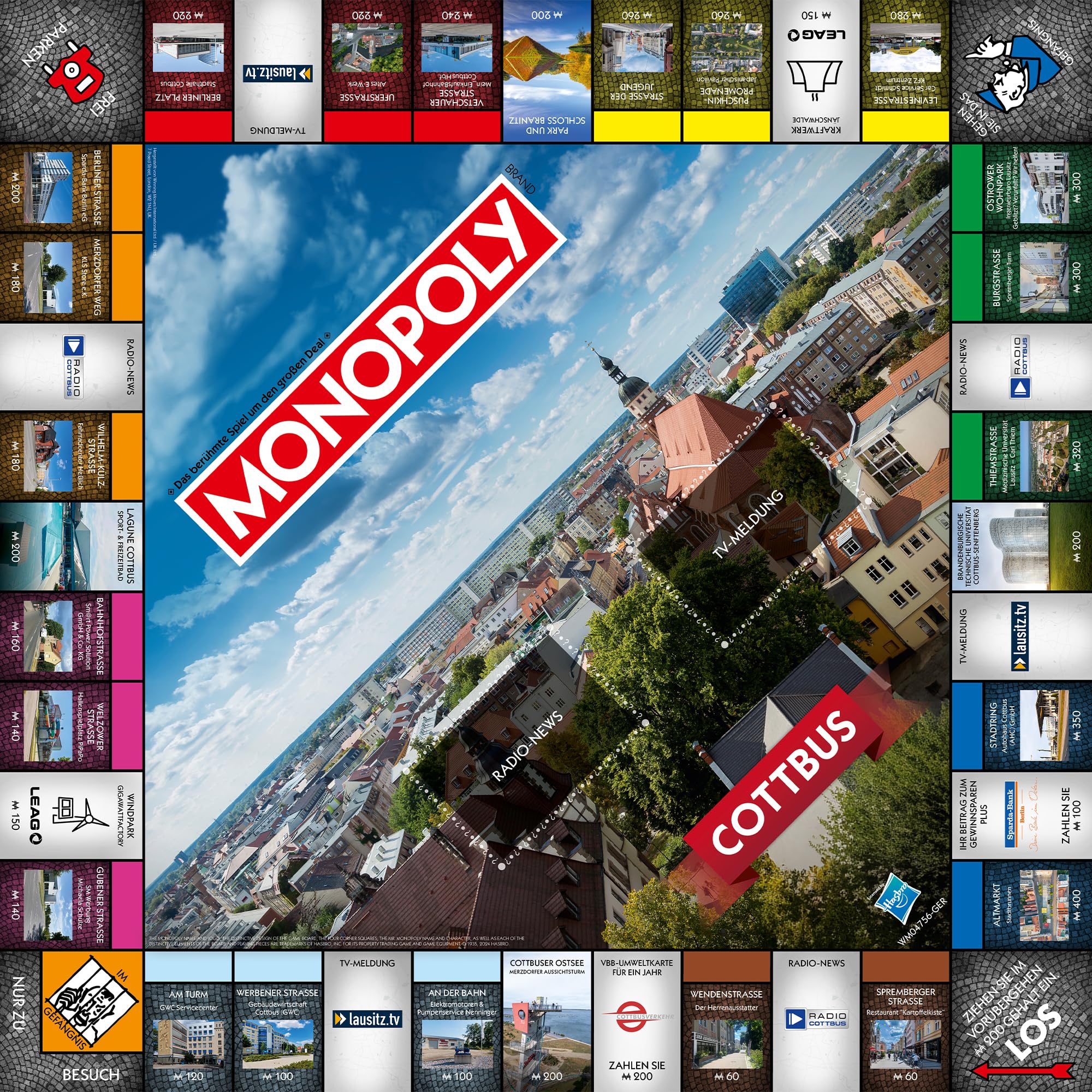 Monopoly Cottbus – Stadt-Edition von Winning Moves | Brettspiel mit Cottbus-Straßen & Sehenswürdigkeiten | Familienspiel für 2–6 Personen ab 8 Jahren | Geschenkidee & Souvenir