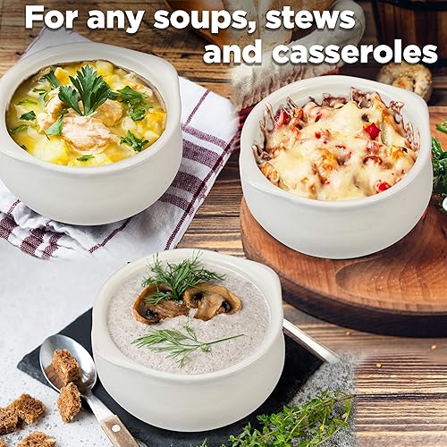 Miniatura 5 de Fit Meal Prep Paquete de 6 cuencos de porcelana de cerámica prémium de 12 onzas, aptos para microondas, para sopa, guisos, chiles, frijoles