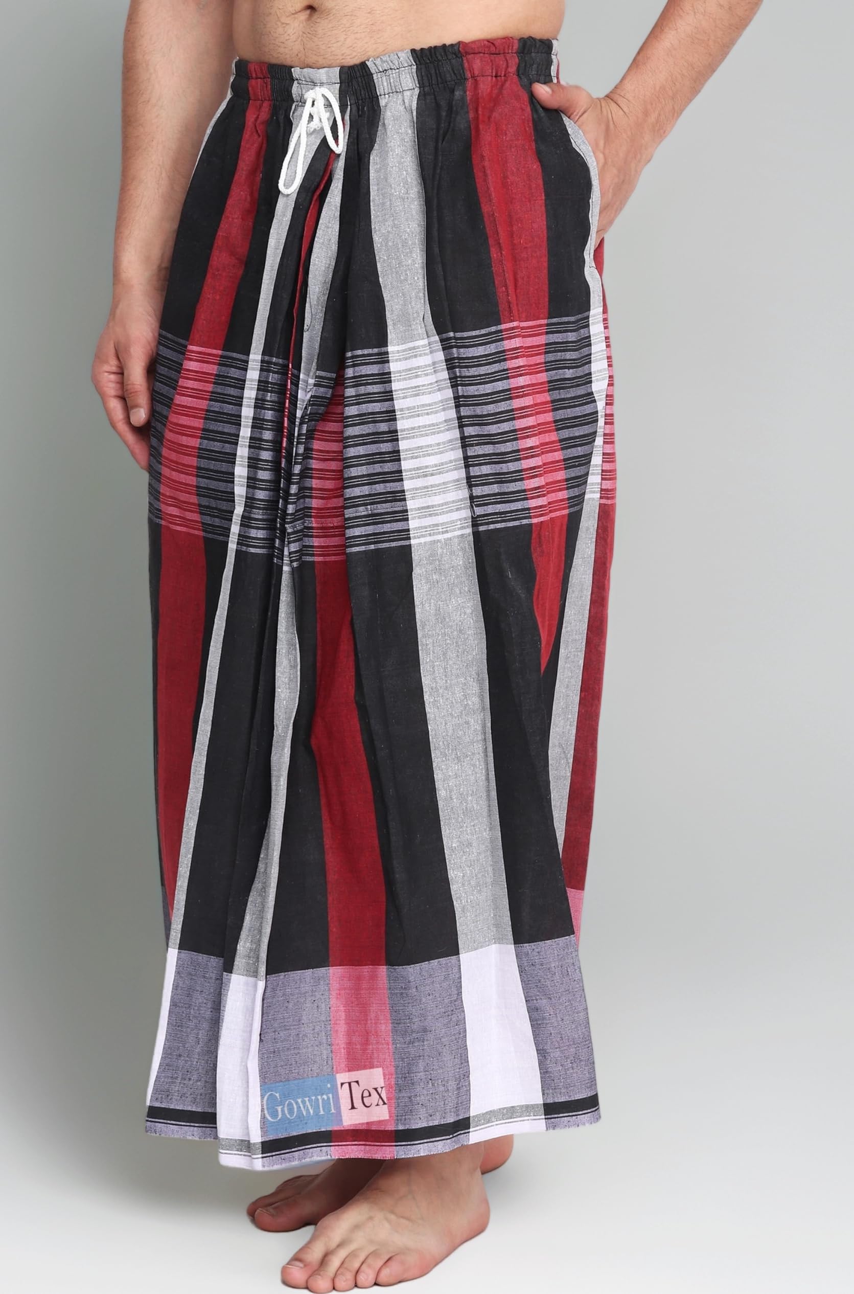 Gowri Tex Elastic Premium Lungi with Dual Packet Pack of 1