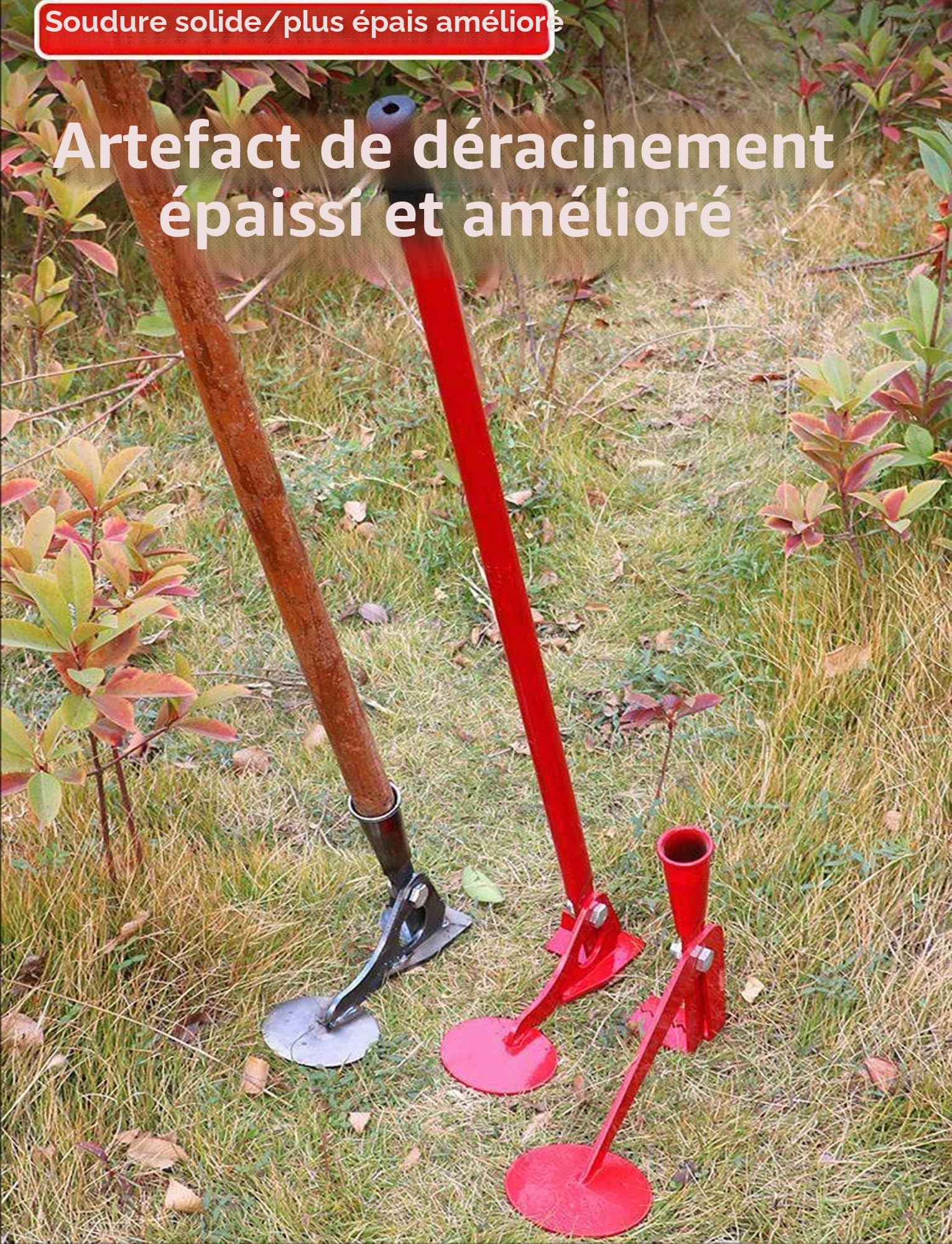 Extracteur de racines d'arbre portable, arracheur de souches manuel avec pince réglable et poignée antidérapante, outil d'extraction de poteaux de clôture et de jeunes arbres