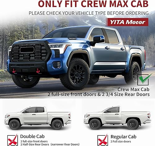 Miniatura 2 de YITAMOTOR Estribos de 6 pulgadas compatibles con Toyota Tundra CrewMax 2007-2021 con escalones laterales de cabina Nerf Bars