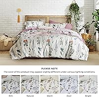 Vista 7 de Bedsure Juego de edredón tamaño King – Bonito juego de edredón floral, 3 piezas, 1 edredón reversible suave de flores botánicas blancas de coco