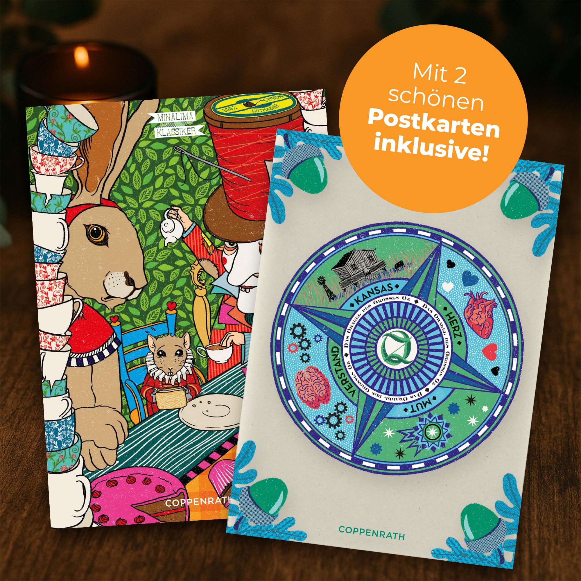 Alice im Wunderland: Alice hinter den Spiegeln & Der Zauberer von Oz Buchset - Abenteuer & Fantasy Schmuckausgabe für Kinder - Hochwertiges Bundle illustriert von MinaLima mit 2 exklusiven Postkarten