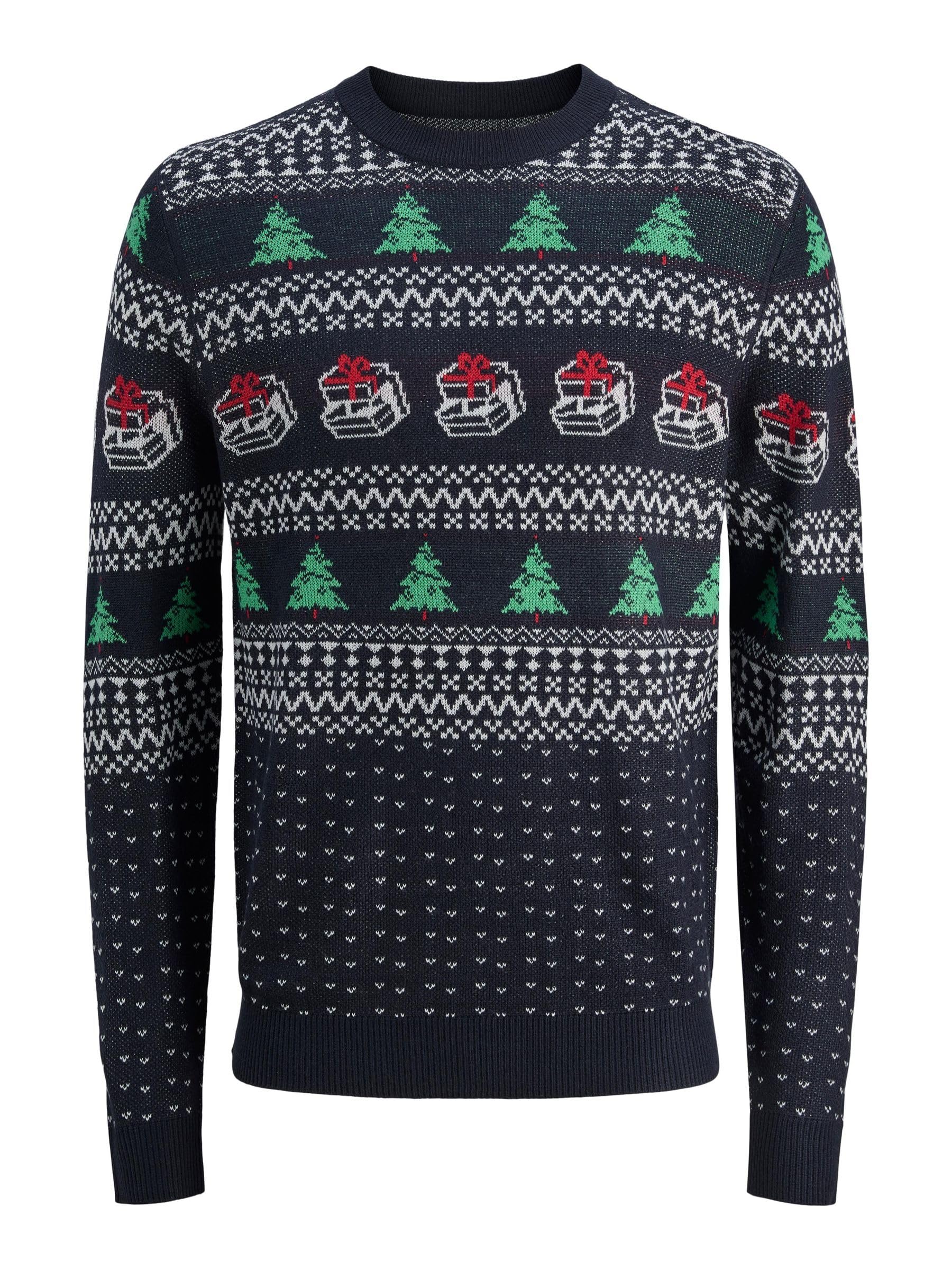 JACK & JONES Jjxmas Andrew Knit Crew Neck, Sky Captain, XXL