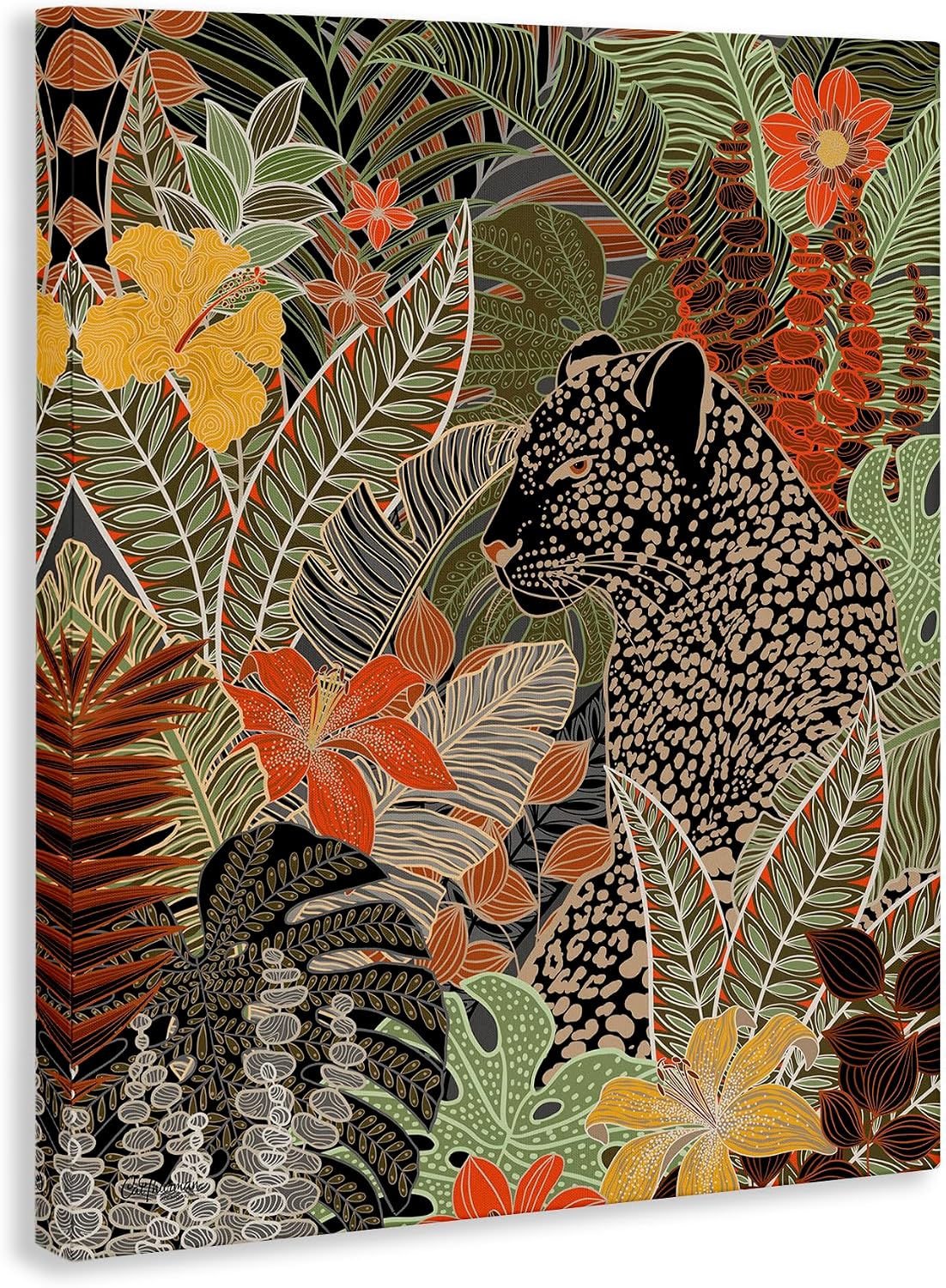 Stupell Industries Leopard in Jungle Pattern Canvas Wall Art by Cat Thurman Designs