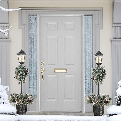 Miniatura 2 de Puleo International Inc. Puleo International - Adaptador de 50 luces LED de color blanco cálido, poste de lámpara de pino artificial preiluminado, 4