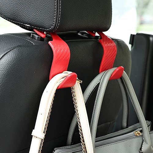 Miniatura 16 de Amooca Paquete de 4 ganchos para reposacabezas de asiento de automóvil, organizador universal de almacenamiento de automóvil, para bolso, bolso, Gris