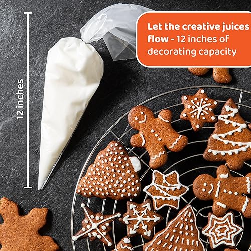 Miniatura 5 de Element - Bolsas de pastelería desechables de 12 pulgadas  100 bolsas de pastelería reforzadas a prueba de fugas con lazos dorados  Bolsas de